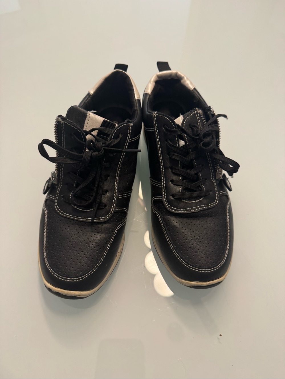 Ladies Black Casual Lace-Up Sneakers